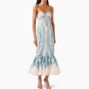 Zimmermann | Dresses | Nwot Zimmermann Illuminate Turquoisepaisley Mermaid Silk  Linen Dress Size 2 | Poshmark